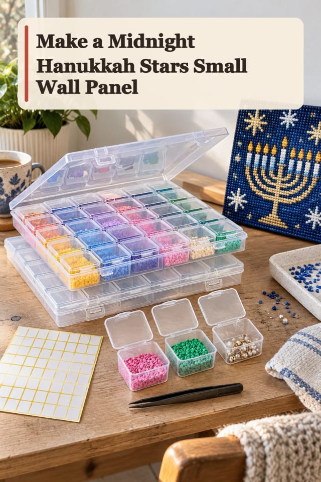 Midnight Hanukkah Stars Small Wall Panel With Diamond Painting Supplies maker-lifestyle pin