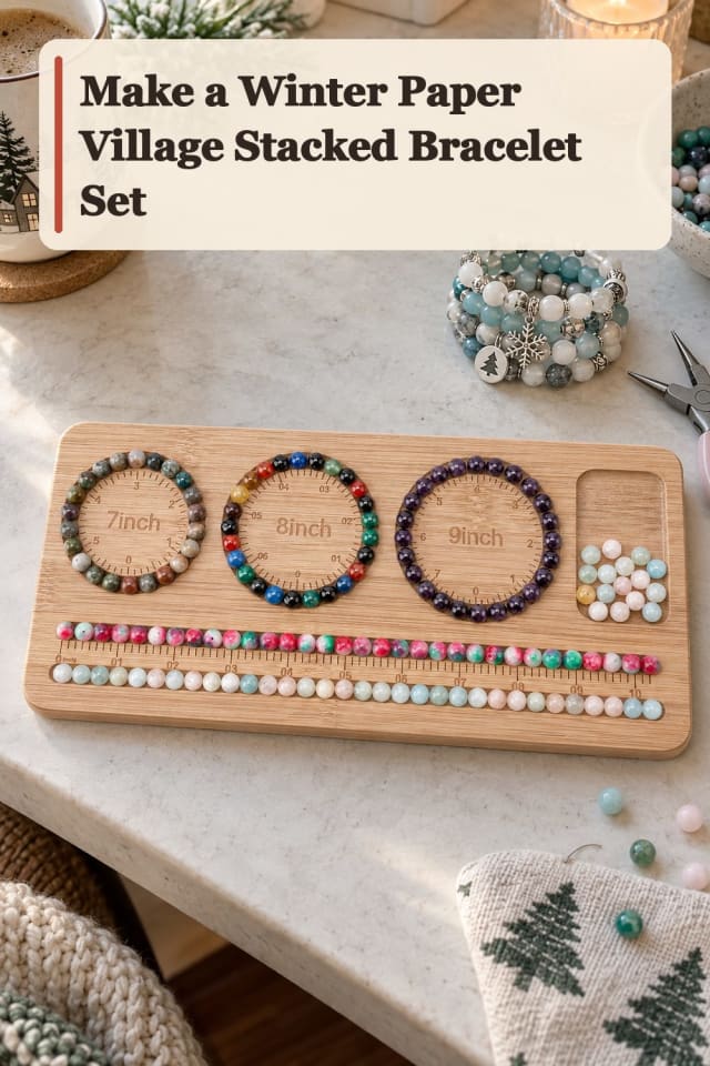 Winter Paper Village Stacked Bracelet Set With Friendship Bracelets Supplies maker-lifestyle pin