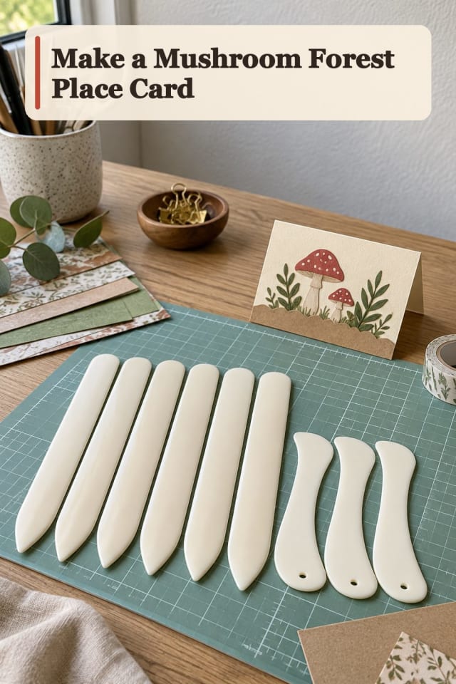 Mushroom Forest Place Card With Origami Supplies maker-lifestyle pin