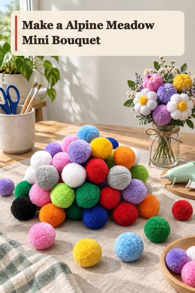 Alpine Meadow Mini Bouquet With Pom Pom Crafts Supplies maker-lifestyle pin