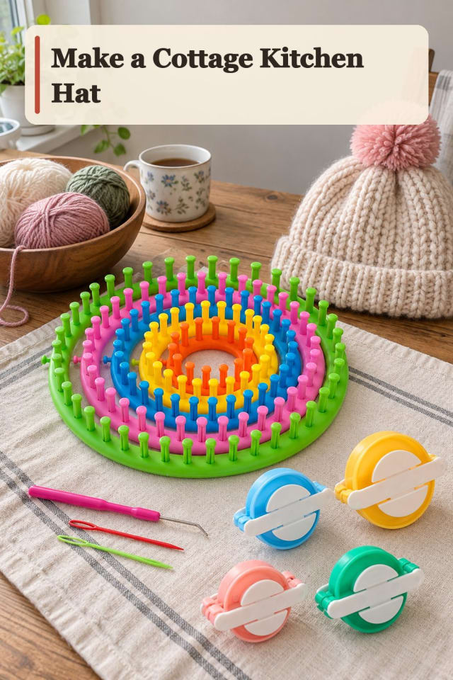 Cottage Kitchen Hat With Knitting Loom Supplies maker-lifestyle pin