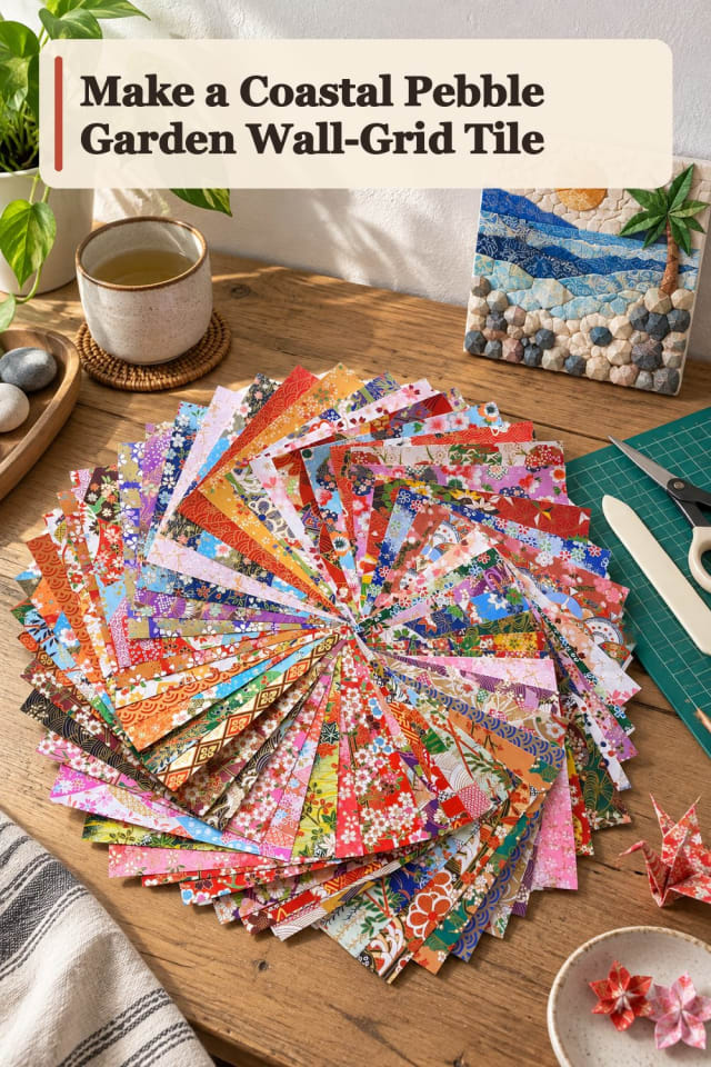 Coastal Pebble Garden Wall Grid Tile With Origami Supplies maker-lifestyle pin