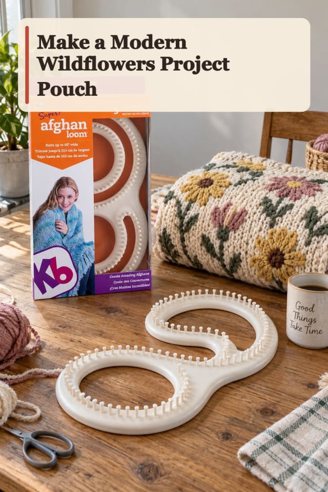 Modern Wildflowers Project Pouch With Knitting Loom Supplies maker-lifestyle pin