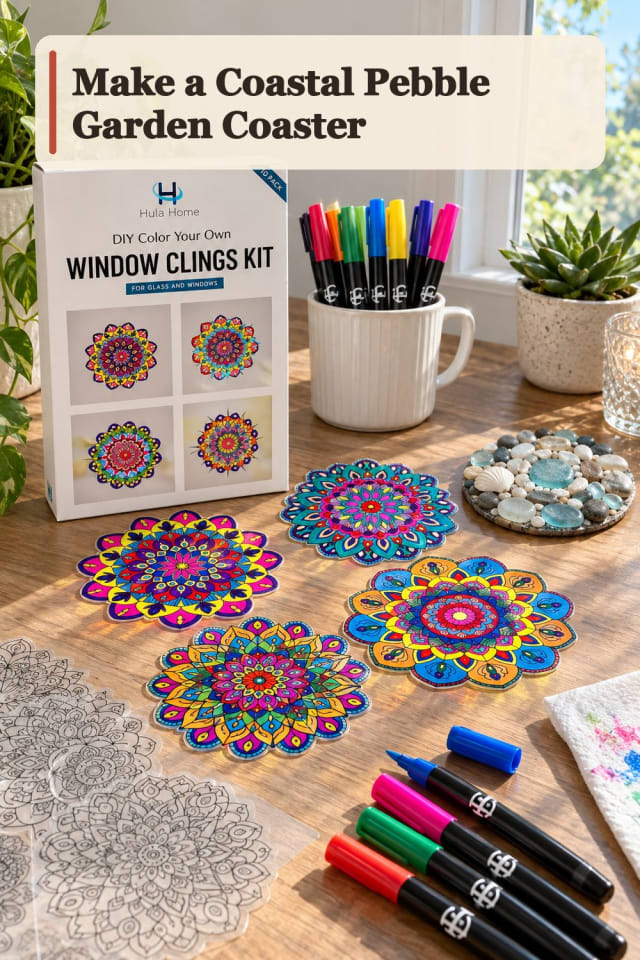 Coastal Pebble Garden Coaster With Faux Stained Glass Supplies maker-lifestyle pin