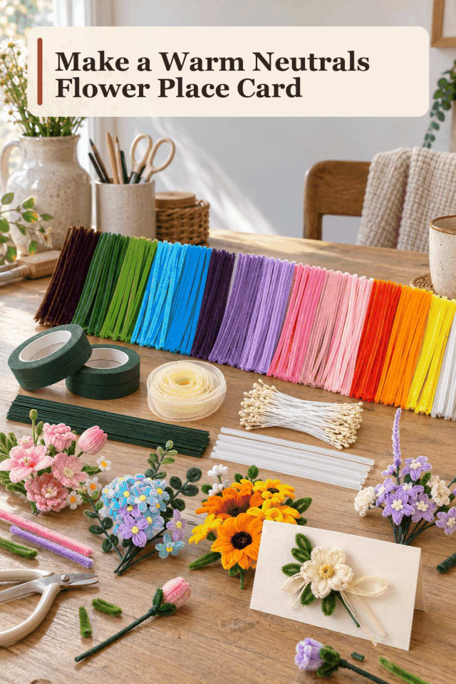 Flower Place Card Craft Supplies — Warm Neutrals Flower Place Card maker-lifestyle pin