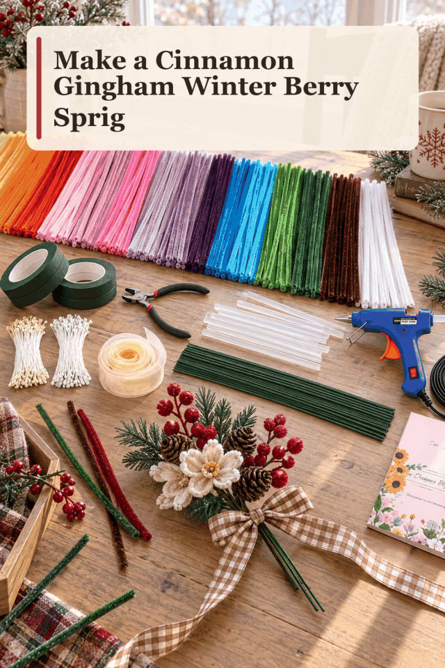 Winter Berry Sprig Craft Supplies — Cinnamon Gingham Winter Berry Sprig maker-lifestyle pin