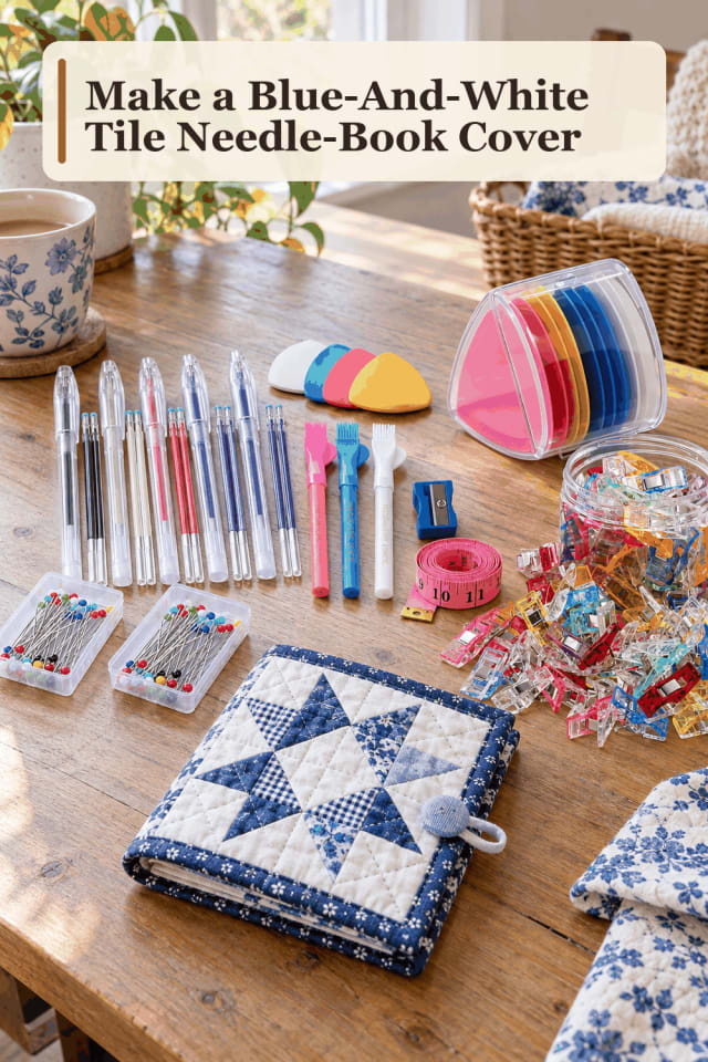 Needle-Book Cover Craft Supplies — Blue-And-White Tile Needle-Book Cover maker-lifestyle pin