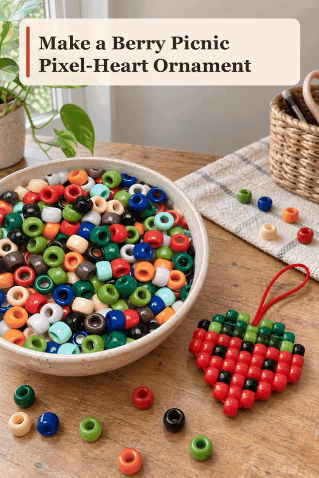 Pixel-Heart Ornament Craft Supplies — Berry Picnic Pixel-Heart Ornament maker-lifestyle pin