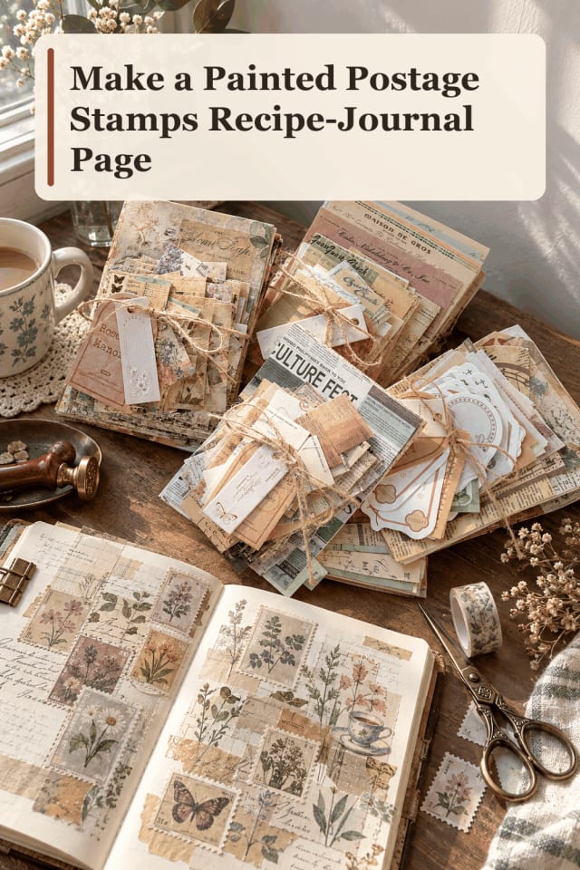 Recipe-Journal Page Craft Supplies — Painted Postage Stamps Recipe-Journal Page maker-lifestyle pin