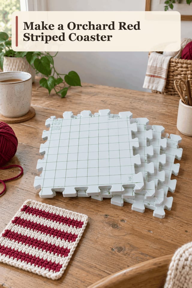 Striped Coaster Craft Supplies — Orchard Red Striped Coaster maker-lifestyle pin