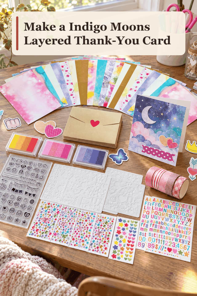 Layered Thank-You Card Craft Supplies — Indigo Moons Layered Thank-You Card maker-lifestyle pin