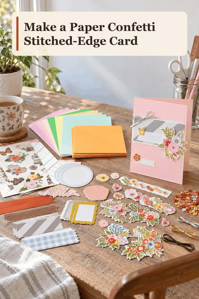 Stitched-Edge Card Craft Supplies — Paper Confetti Stitched-Edge Card maker-lifestyle pin