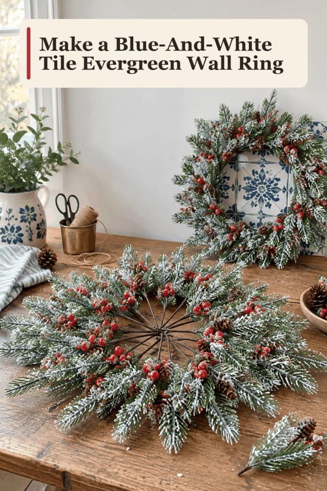 Evergreen Wall Ring Craft Supplies — Blue-And-White Tile Evergreen Wall Ring maker-lifestyle pin