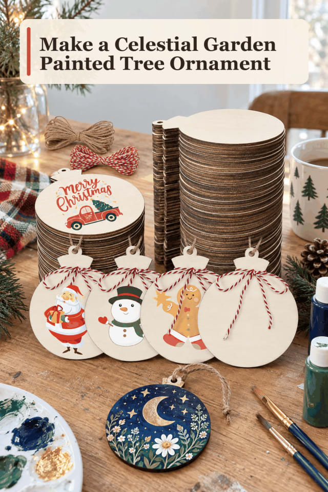 Painted Tree Ornament Craft Supplies — Celestial Garden Painted Tree Ornament maker-lifestyle pin