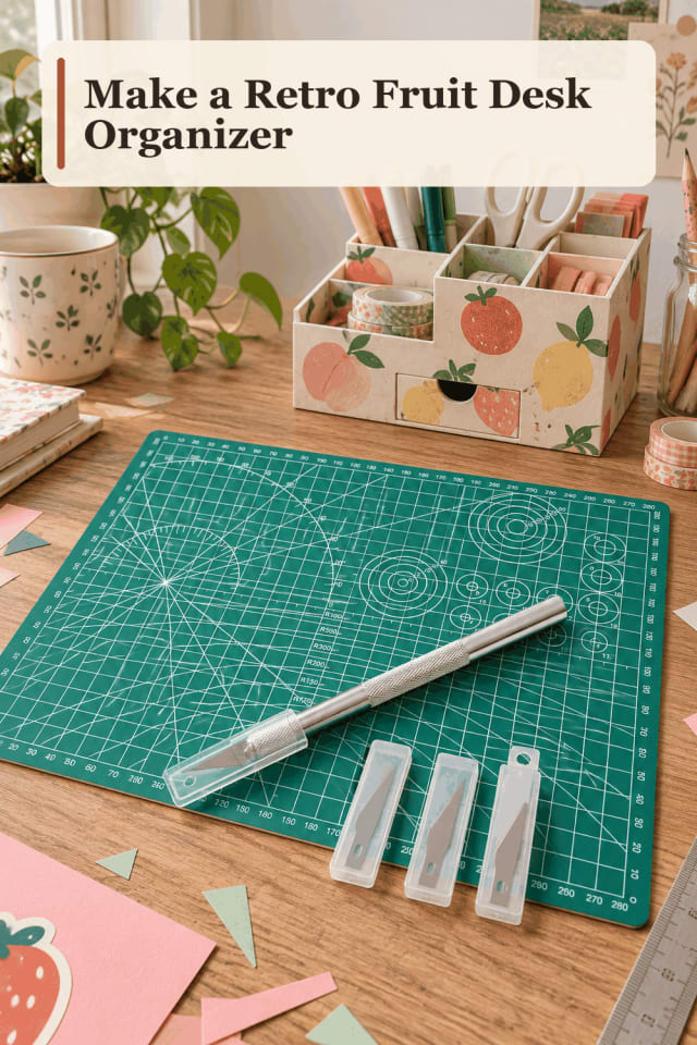Desk Organizer Craft Supplies — Retro Fruit Desk Organizer maker-lifestyle pin