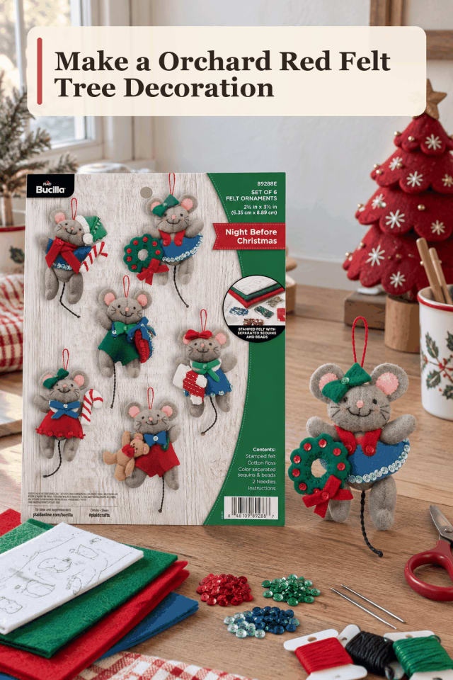Felt Tree Decoration Craft Supplies — Orchard Red Felt Tree Decoration maker-lifestyle pin