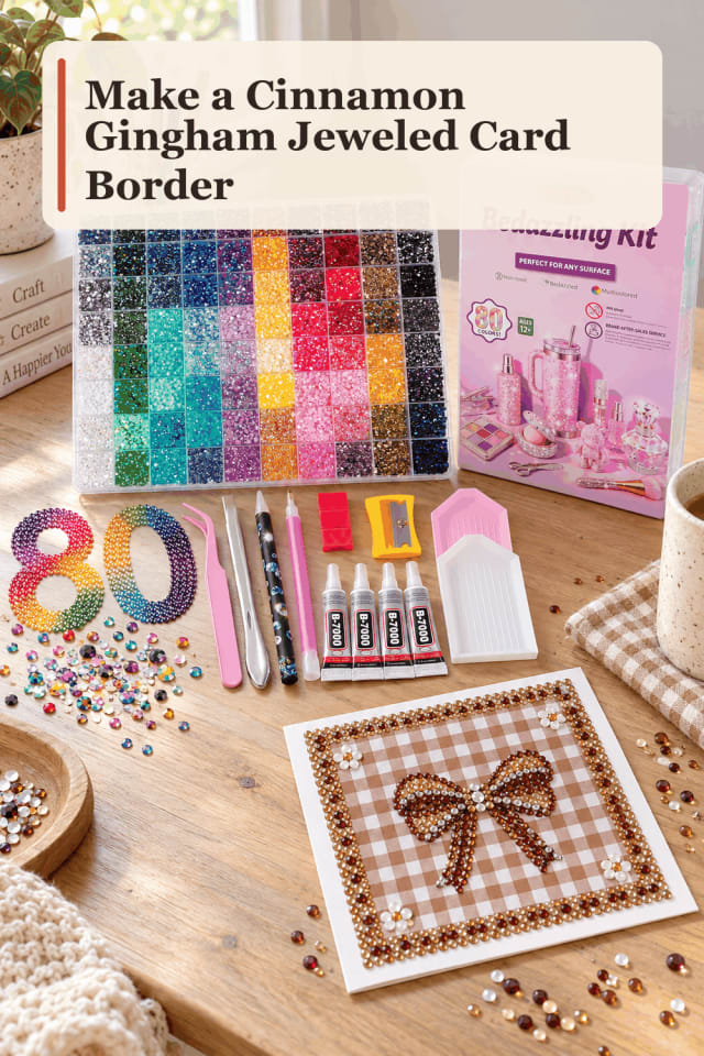 Jeweled Card Border Craft Supplies — Cinnamon Gingham Jeweled Card Border maker-lifestyle pin
