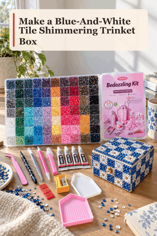 Shimmering Trinket Box Craft Supplies — Blue-And-White Tile Shimmering Trinket Box maker-lifestyle pin