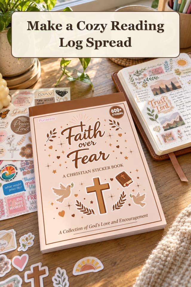 Reading Journal Supplies: Cozy Reading Log Spread maker-lifestyle pin