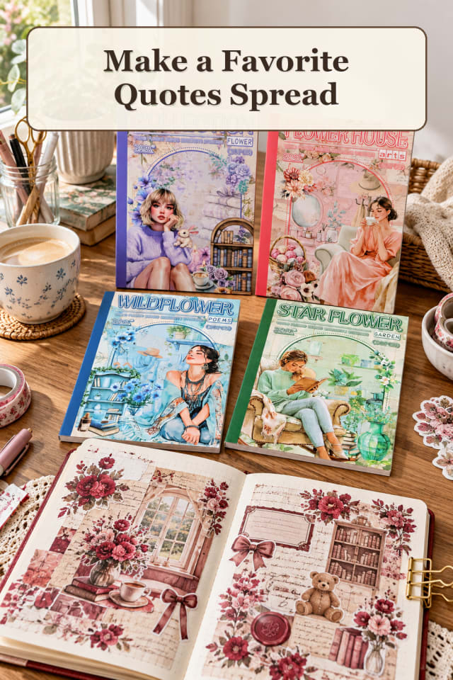 Reading Journal Supplies: Favorite Quotes Spread maker-lifestyle pin