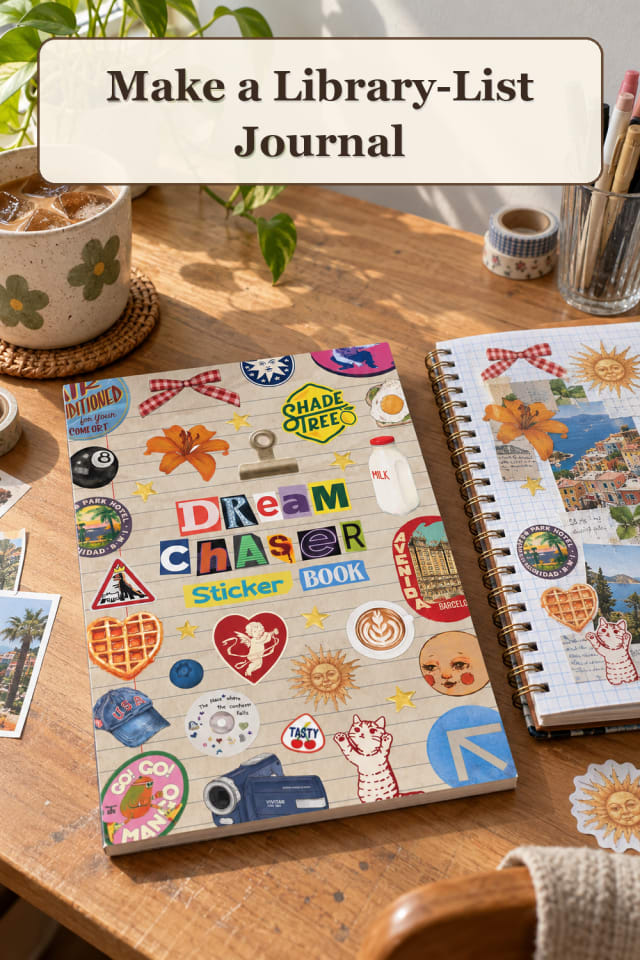 Reading Journal Supplies: Library-List Journal maker-lifestyle pin