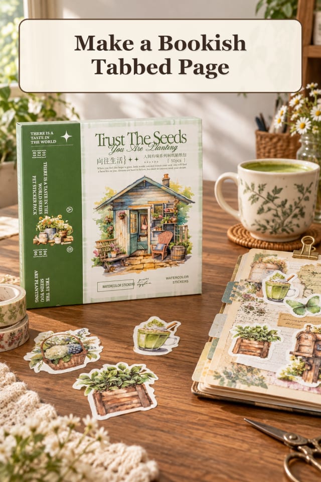 Reading Journal Supplies: Bookish Tabbed Page maker-lifestyle pin