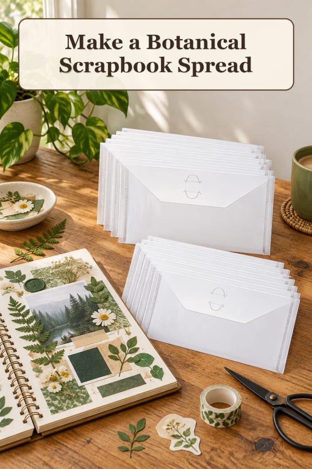 Scrapbook Journal Supplies: Botanical Scrapbook Spread maker-lifestyle pin