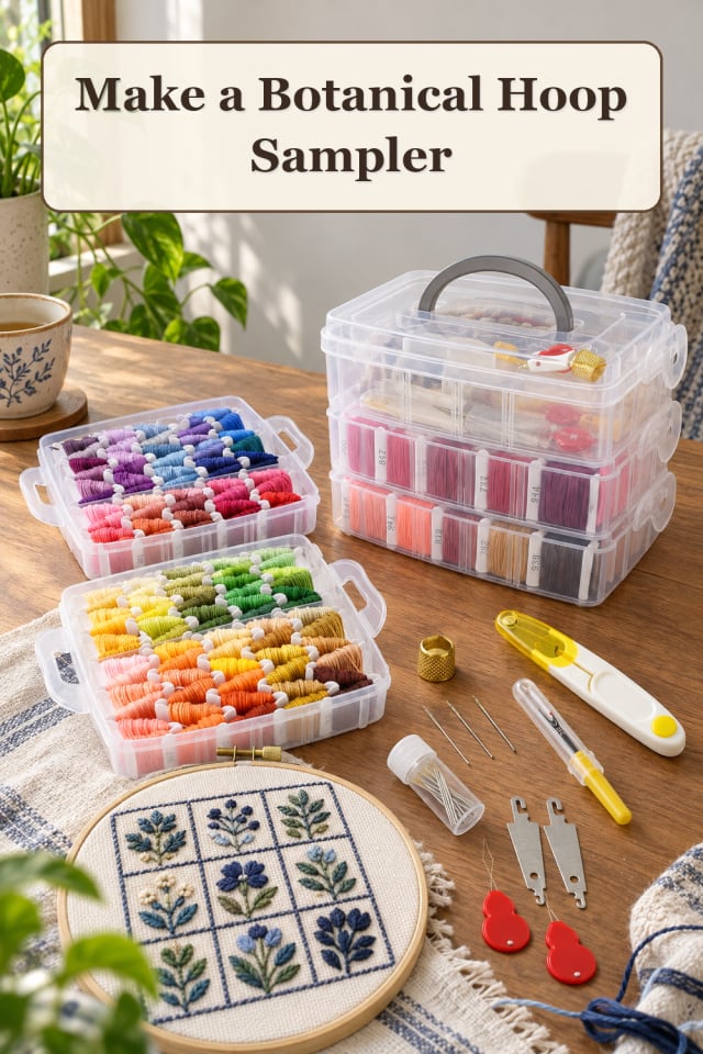 Hand Embroidery Supplies: Botanical Hoop Sampler maker-lifestyle pin