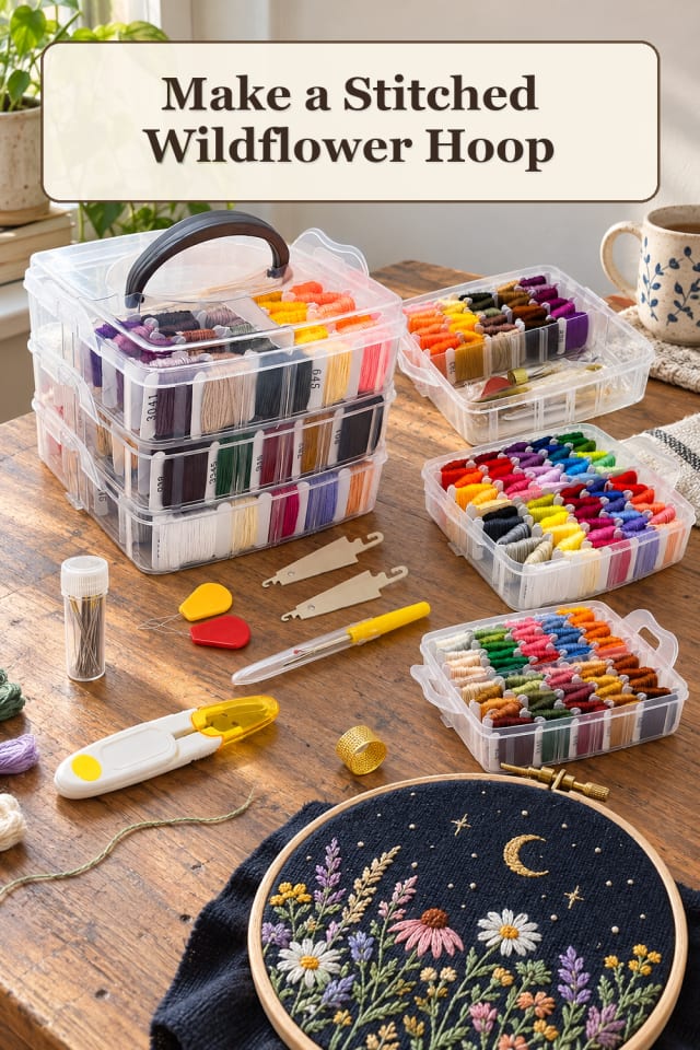 Hand Embroidery Supplies: Stitched Wildflower Hoop maker-lifestyle pin