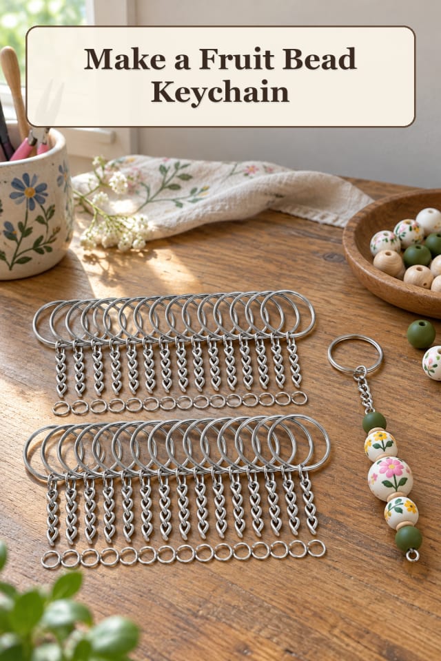 Beaded Bag Charm Supplies: Fruit Bead Keychain maker-lifestyle pin