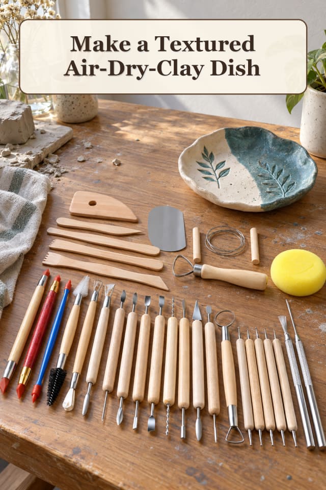 Air Dry Clay Supplies: Textured Air-Dry-Clay Dish maker-lifestyle pin
