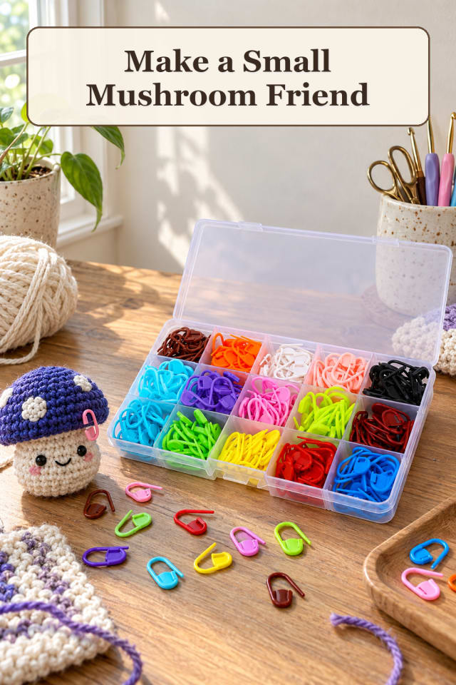 Amigurumi Supplies: Small Mushroom Friend maker-lifestyle pin