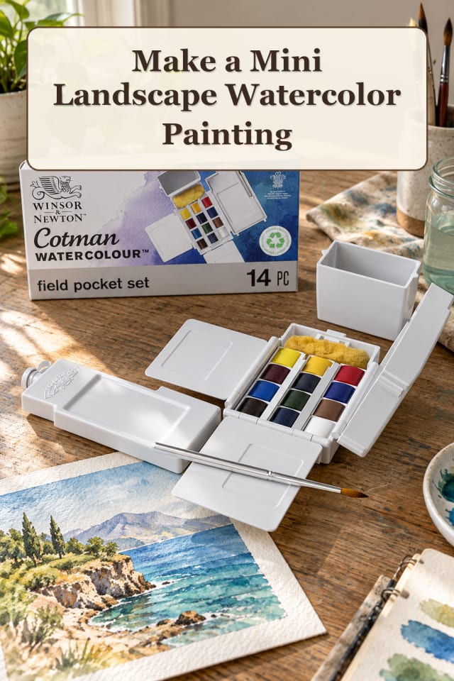 Mini Watercolor Supplies: Mini Landscape Watercolor Painting maker-lifestyle pin