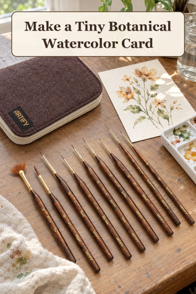 Mini Watercolor Supplies: Tiny Botanical Watercolor Card | Maker Table Inspiration maker-lifestyle pin