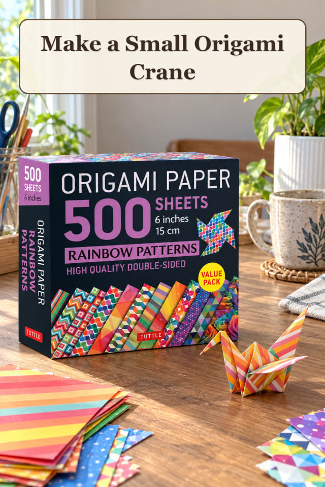 Origami Paper Supplies: Small Origami Crane maker-lifestyle pin
