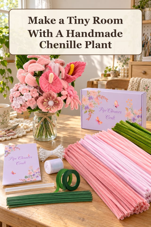Mini Room Craft Supplies: Tiny Room With A Handmade Chenille Plant maker-lifestyle pin