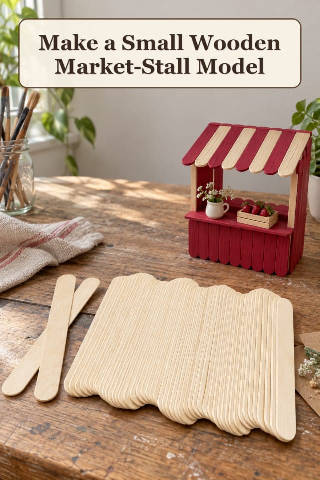 Mini Room Craft Supplies: Small Wooden Market-Stall Model maker-lifestyle pin