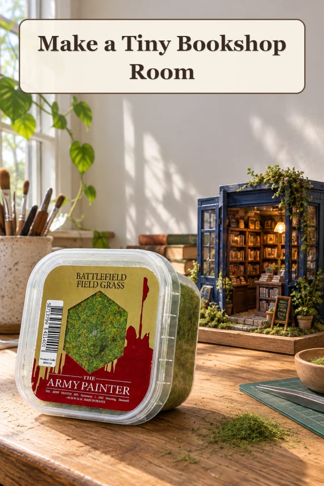 Mini Room Craft Supplies: Tiny Bookshop Room maker-lifestyle pin