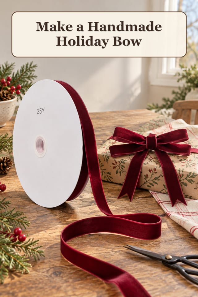 Handmade Christmas Craft Supplies: Handmade Holiday Bow | Cozy Weekend Project maker-lifestyle pin