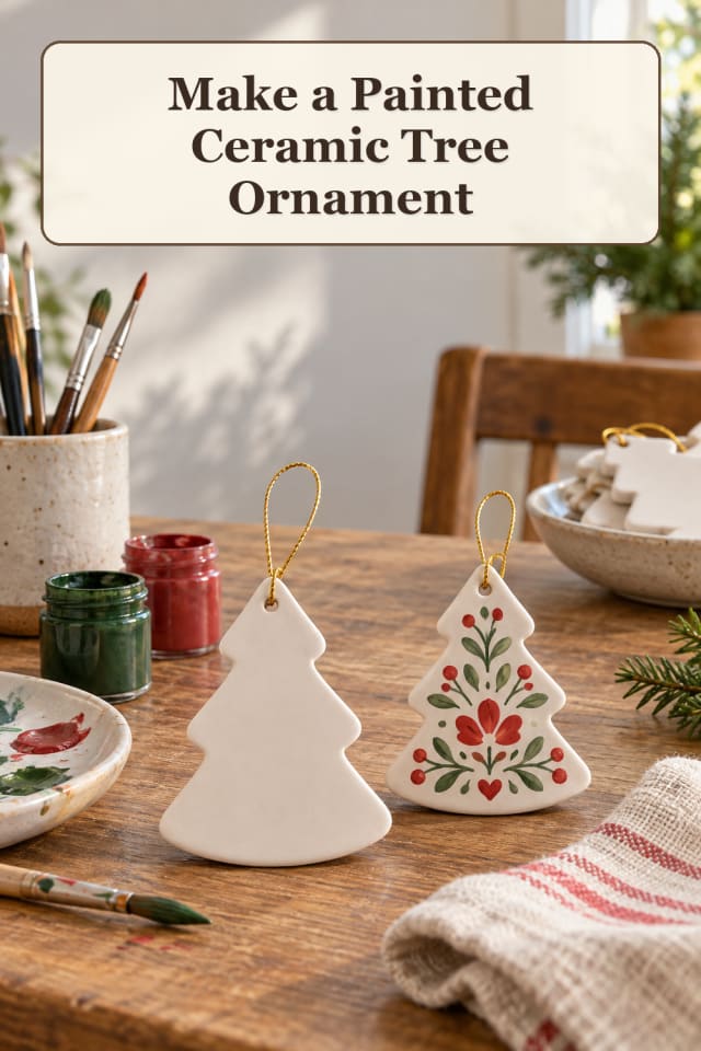 Handmade Christmas Craft Supplies: Painted Ceramic Tree Ornament maker-lifestyle pin
