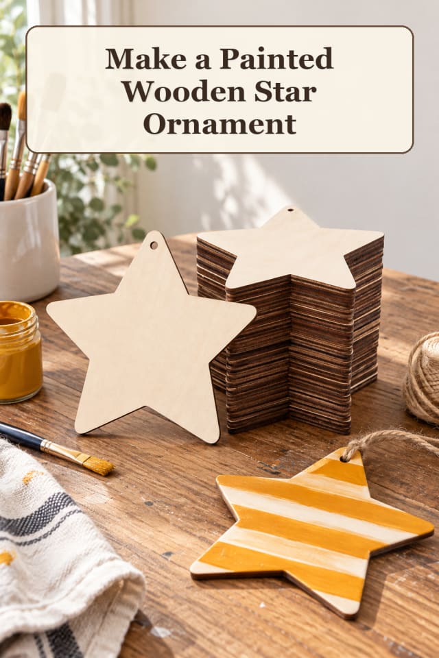 Handmade Christmas Craft Supplies: Painted Wooden Star Ornament maker-lifestyle pin