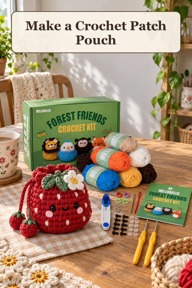 Crochet Upcycle Supplies: Crochet Patch Pouch maker-lifestyle pin