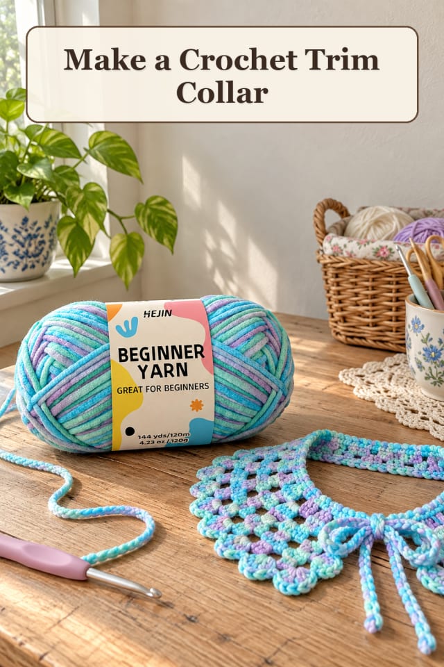 Crochet Upcycle Supplies: Crochet Trim Collar maker-lifestyle pin
