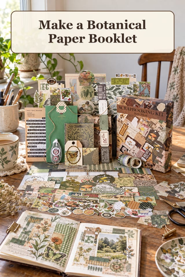 Zine Making Supplies: Botanical Paper Booklet maker-lifestyle pin
