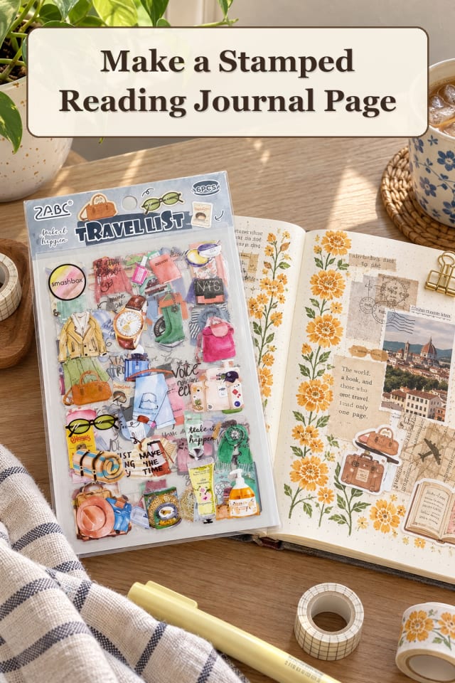 Reading Journal Supplies: Stamped Reading Journal Page maker-lifestyle pin