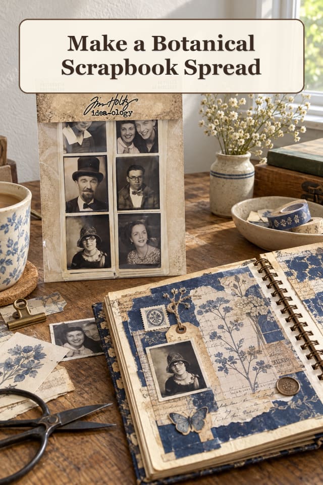 Scrapbook Journal Supplies: Botanical Scrapbook Spread maker-lifestyle pin