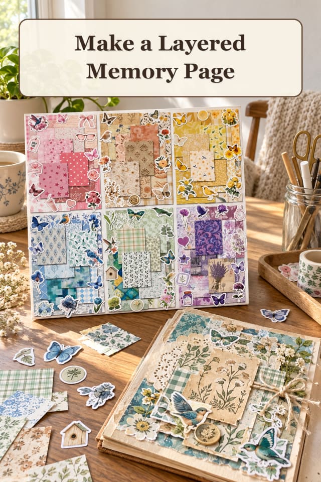 Scrapbook Journal Supplies: Layered Memory Page | Cozy Weekend Project maker-lifestyle pin