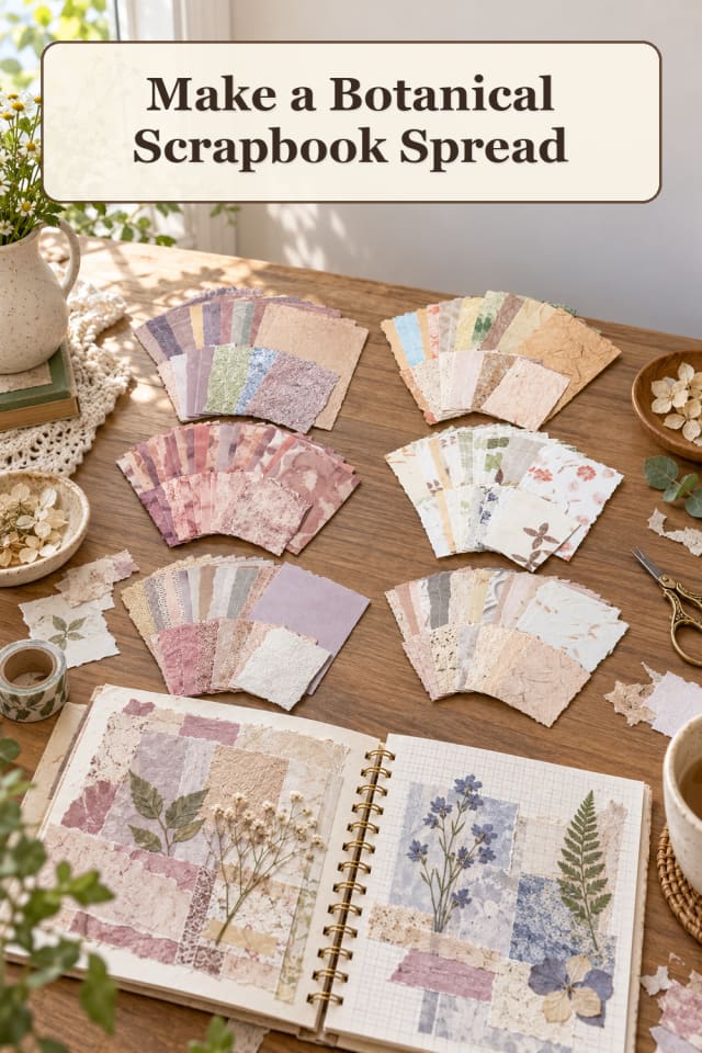 Scrapbook Journal Supplies: Botanical Scrapbook Spread | Cozy Weekend Project maker-lifestyle pin
