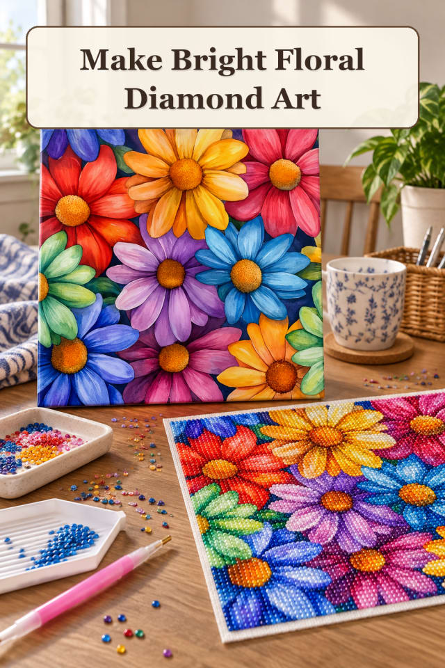 Diamond Art Kit: Make Bright Floral Diamond Art maker-lifestyle pin