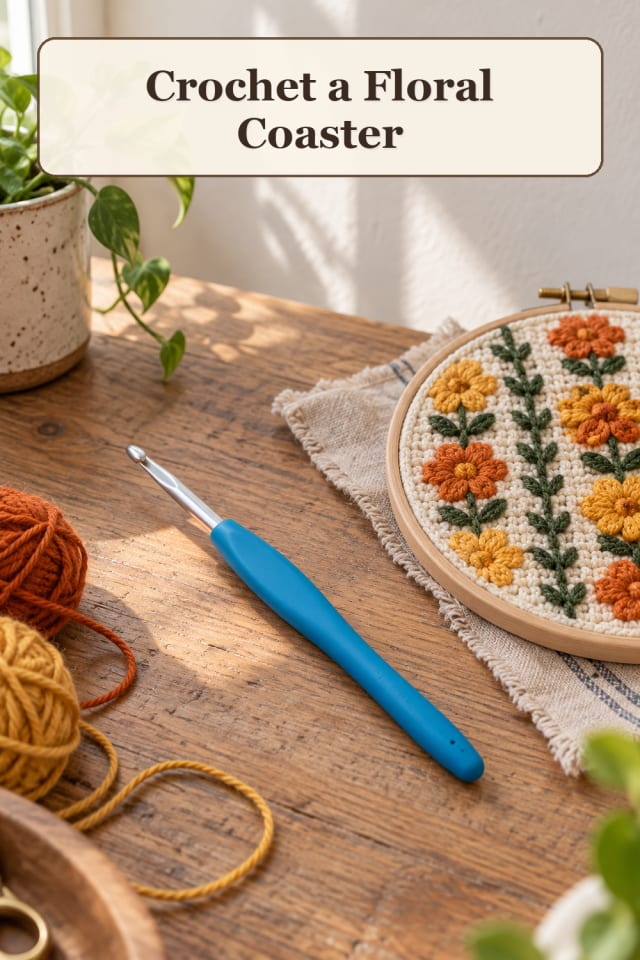 Crochet Hook: Crochet a Floral Coaster maker-lifestyle pin